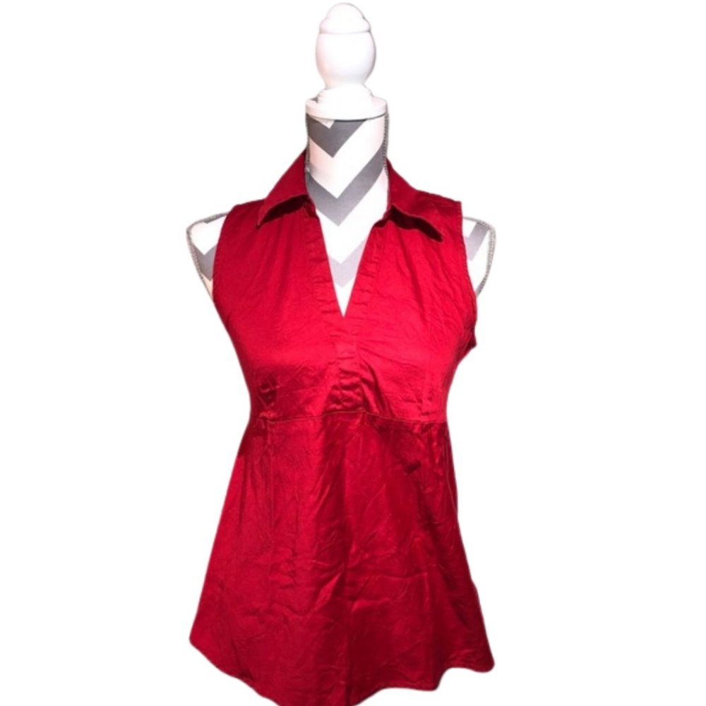 Mimi Maternity Red V-Neck Sleeveless Blouse